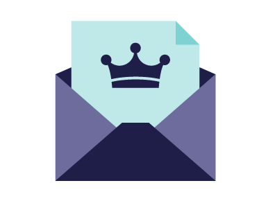 Une enveloppe contient une invitation à un encan en ligne privé sur invitation seulement.