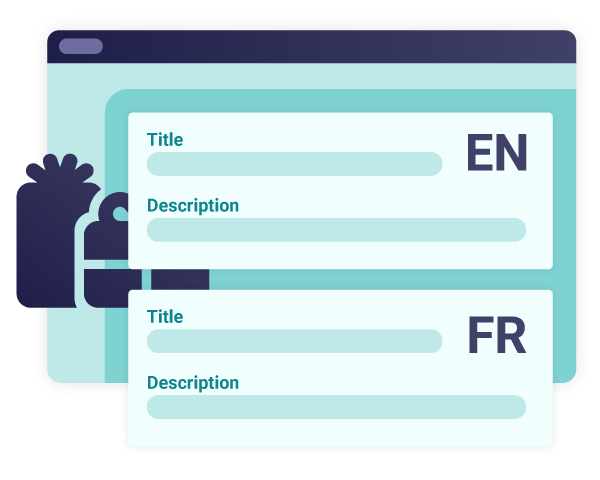 An example of how the platform allows you to create bilingual auctions. The “Title” and “Description” fields are displayed in both languages, allowing you to translate your content directly to offer it in English and French.