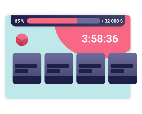 L’écran géant affiche que l’organisation en est à 65 % de l’objectif de financement de 32 000 $ et qu’il reste 3 heures 58 minutes et 36 secondes à l’encan.