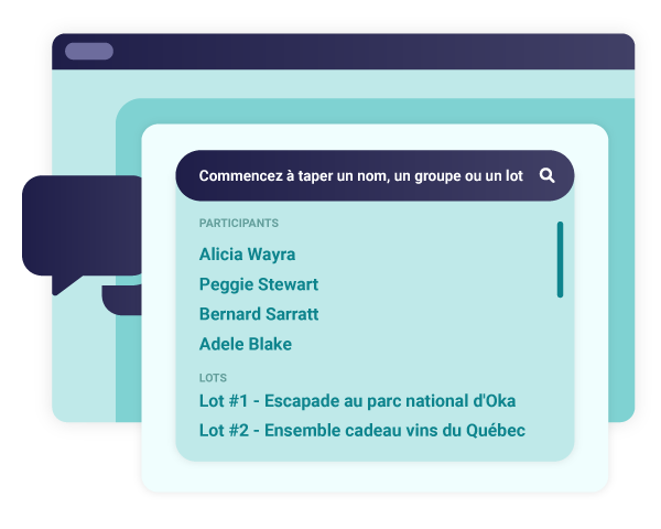 Le système de messagerie de la plateforme d’enchère en ligne affiche une barre de recherche qui permet de sélectionner les groupes d’utilisateurs selon les lots sur lesquels ils ont misé.