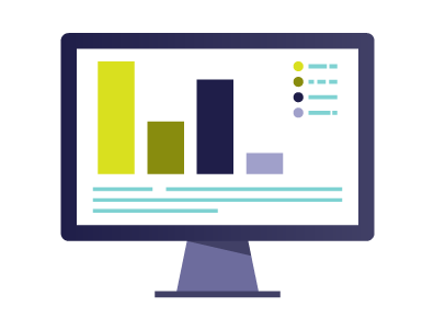 A computer screen displays the end-of-auction report that allows the organization to see a lot of interesting data and tells them exactly how much money they have raised.