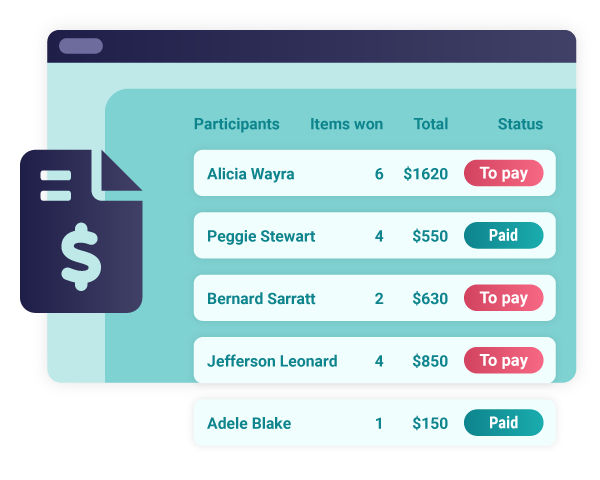 The list of participants shows who have already paid and who to contact for payment.