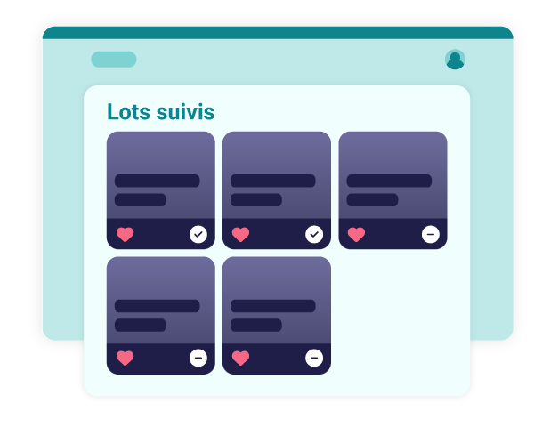 La page de lots suivis qui permet aux participants de surenchérir rapidement.