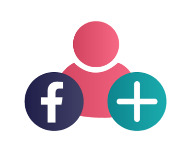 The Facebook logo that allows participants to register for the virtual auction through their social accounts.