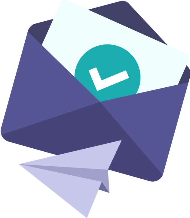 Deux enveloppes avec une lettre pour signifier que ton inscription a bien été reçue.
