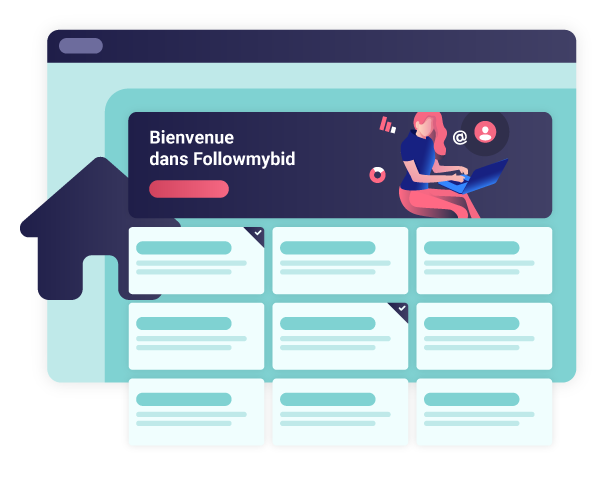 La page d’accueil de la plateforme d’encans en ligne vous souhaite la bienvenue dans Followmybid.