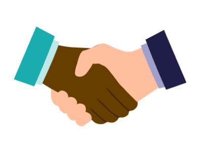 A handshake between a fundraising organization and a partner of its online auction.