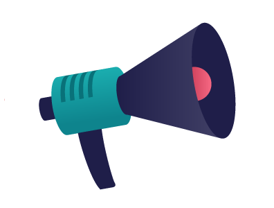 A megaphone symbolizes the visibility of your online silent auction partners.