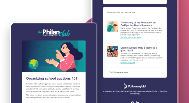Desktop screen of The Philanclub’s newsletter