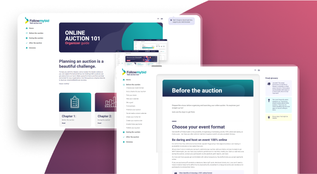 Desktop screens of the Online auctions 101 : Organizer guide