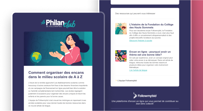 Écran de l’infolettre Le Philanclub