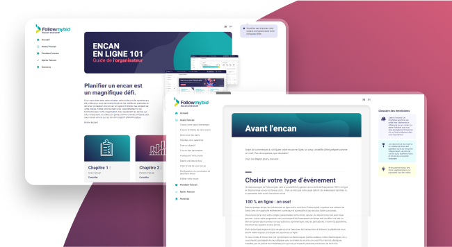 Écran principal du guide Encan en ligne 101 : guide de l’organisateur