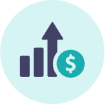 Illustration of a bar graph with a dollar sign.