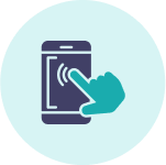 Illustration of a finger clicking on a mobile phone.